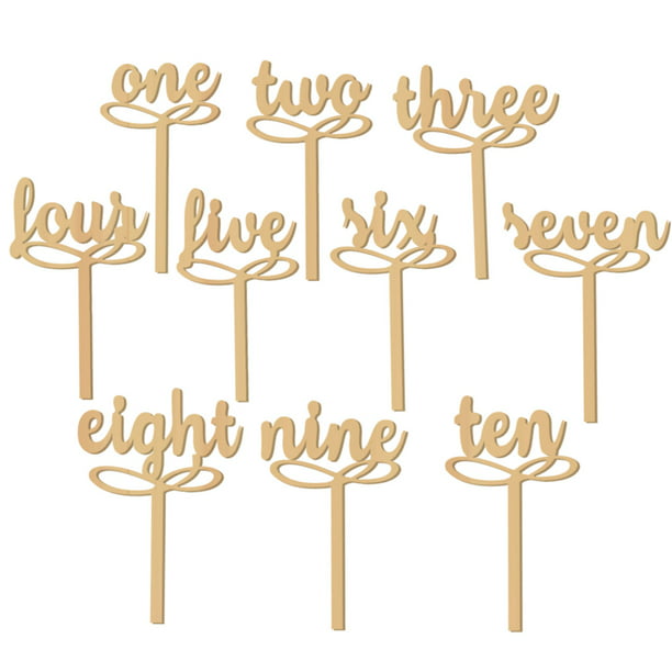 Set of 10 Freestanding wedding wooden table numbers with base/sticks